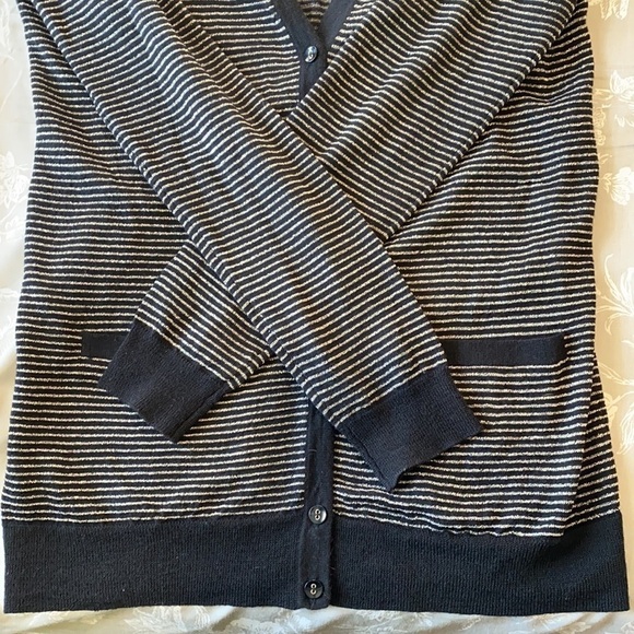 Ann Taylor Fine Merino Striped Thin Long Sparkly Cardigan EUC - Picture 15 of 15